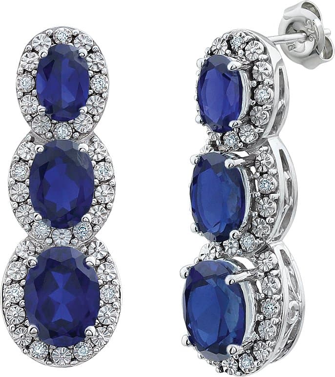 Three-Stone Halo-Style Earrings view 3