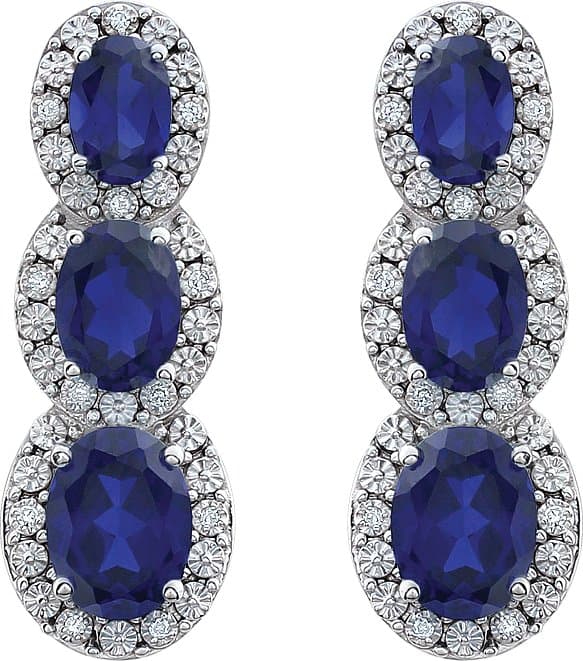 Three-Stone Halo-Style Earrings view 2