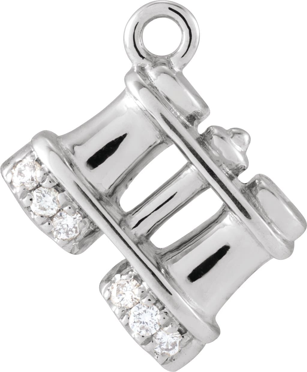 14K White Petite Pavé™ .03 CTW Natural Diamond Binoculars Dangle