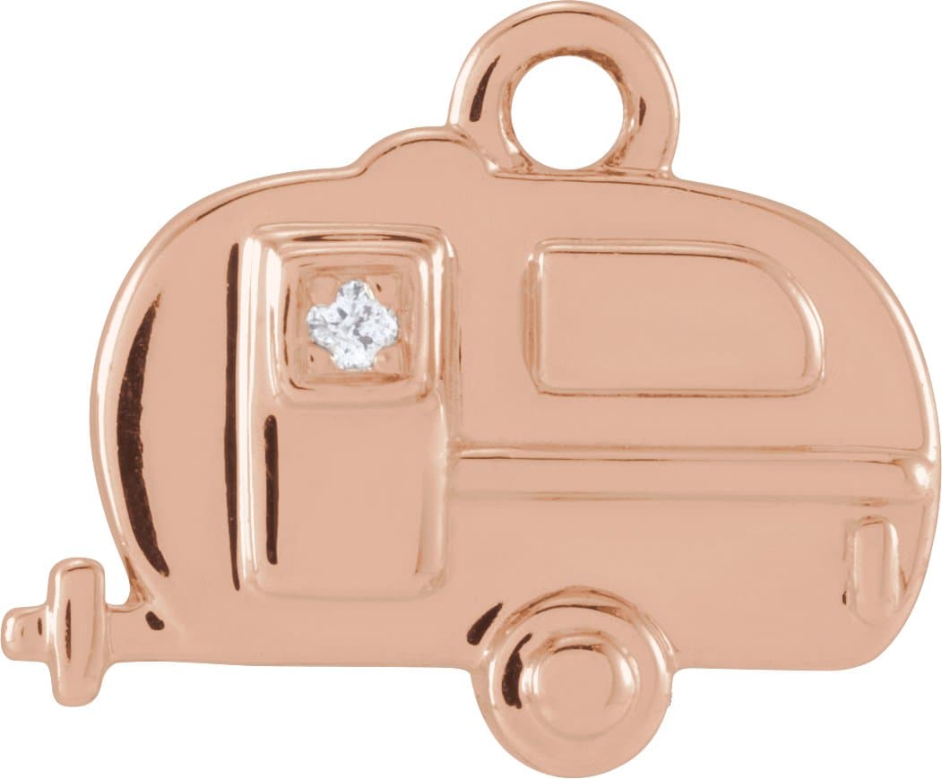 14K Rose Petite Pavé™ .005 CT Natural Diamond Camper Dangle