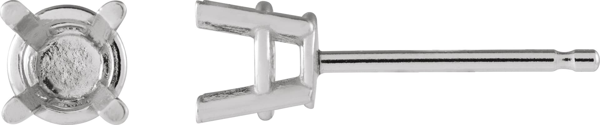 10K White Gold 10 mm Round 4-Prong Lightweight Earring Mounting