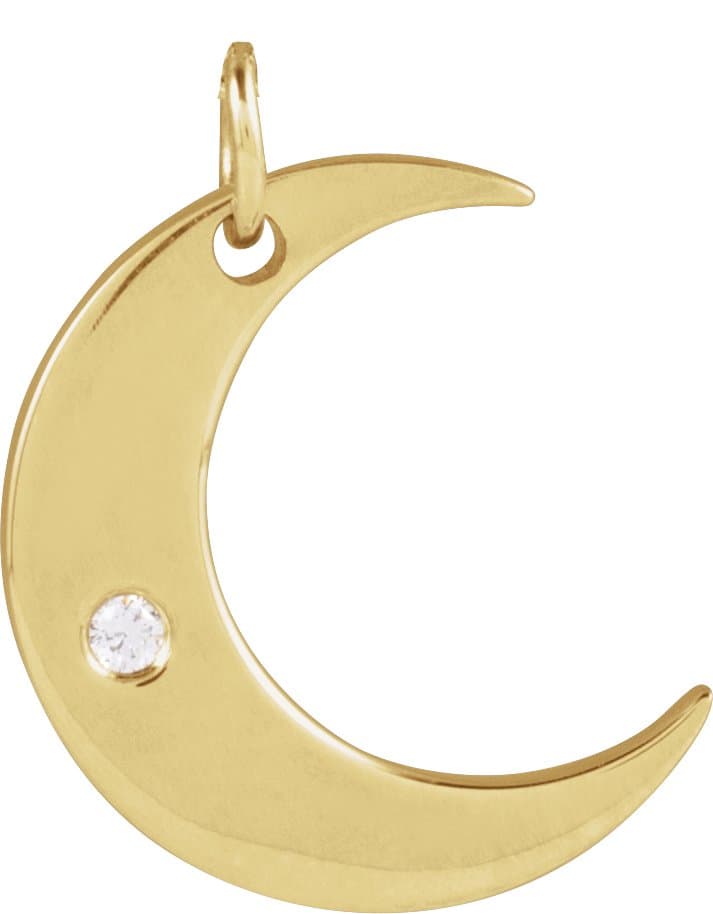 14K Rose .01 CT Natural Diamond Crescent Moon Pendant