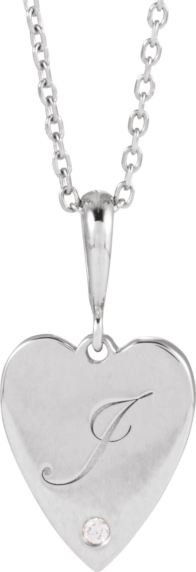 Engravable Accented Heart Necklace or Pendant view 3