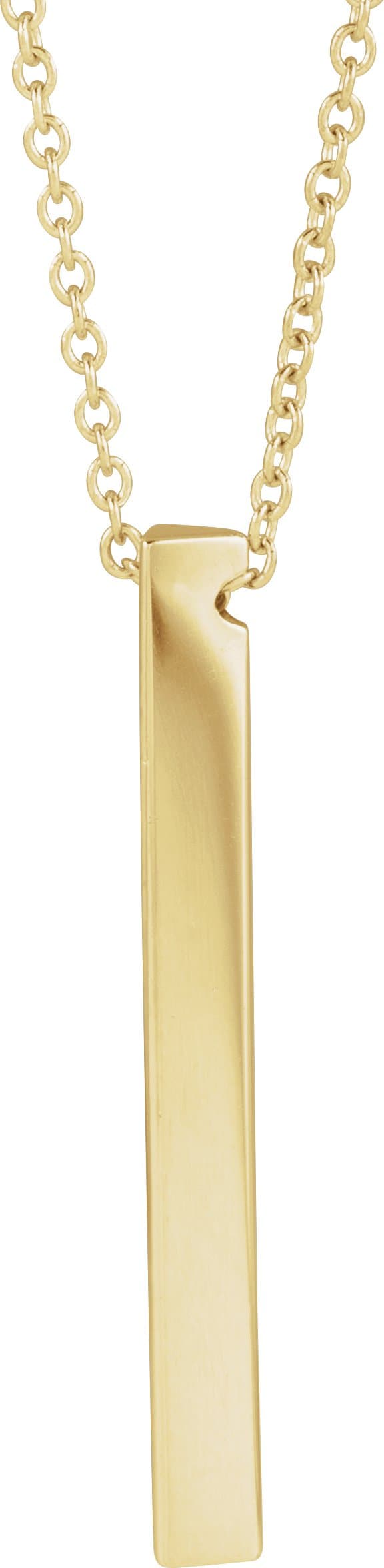 14K Rose Engravable Three-Sided Bar 16-18 Necklace