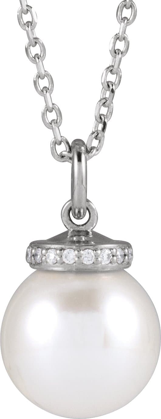 Hidden Halo-Style Pearl Necklace or Pendant view 1