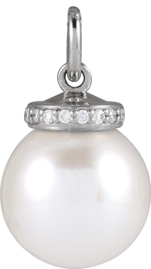 Hidden Halo-Style Pearl Necklace or Pendant view 1