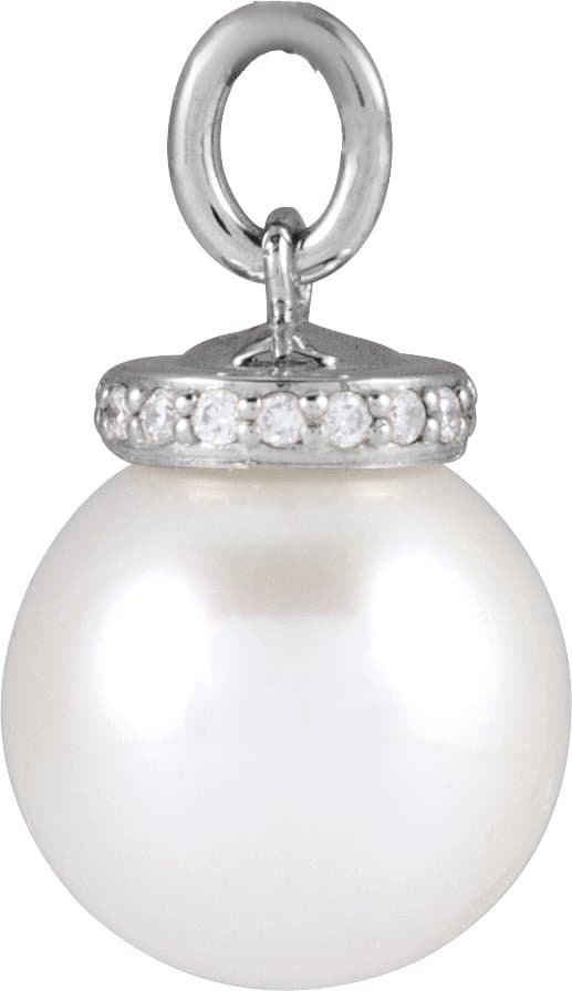 Hidden Halo-Style Pearl Necklace or Pendant view 2