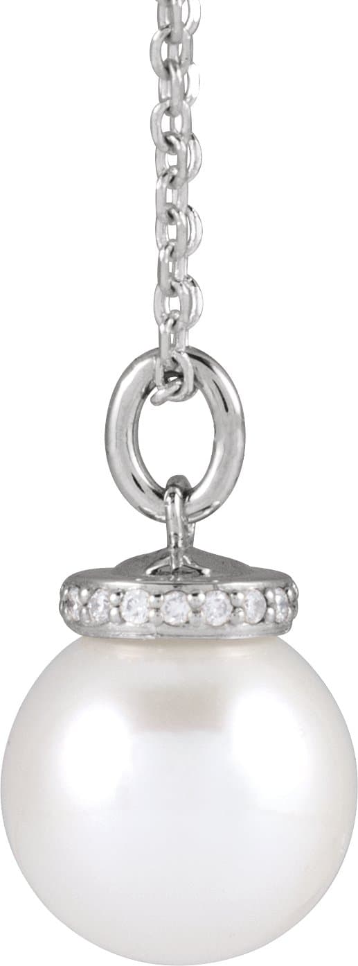 Hidden Halo-Style Pearl Necklace or Pendant view 2