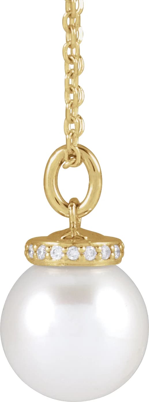 Hidden Halo-Style Pearl Necklace, view 3
