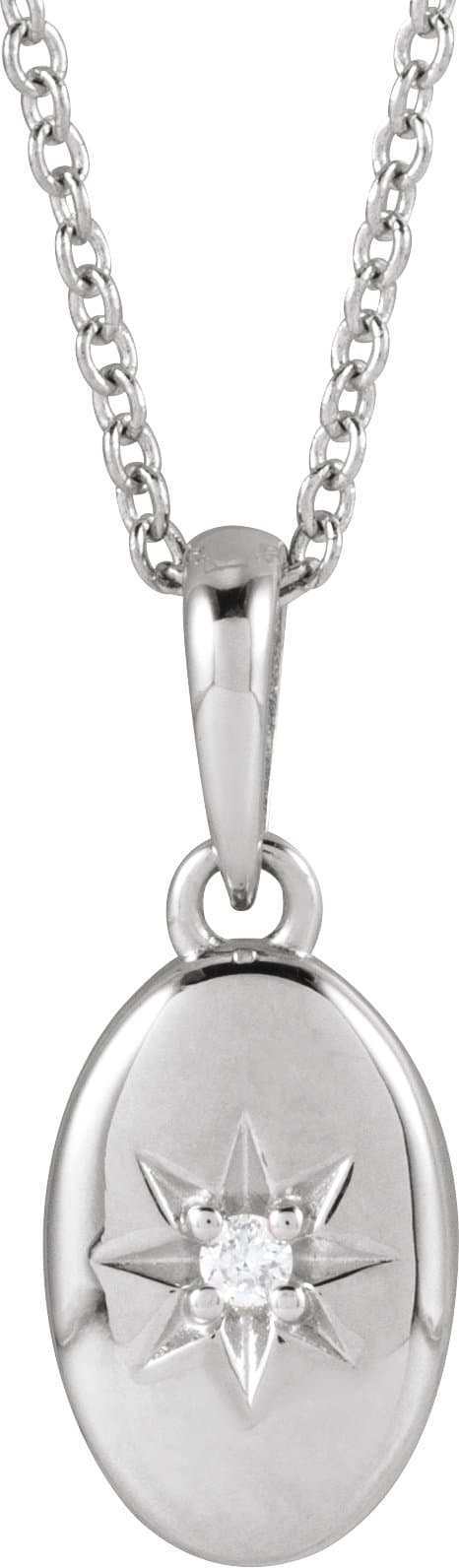 14K White .015 CT Natural Diamond Star 16-18 Necklace