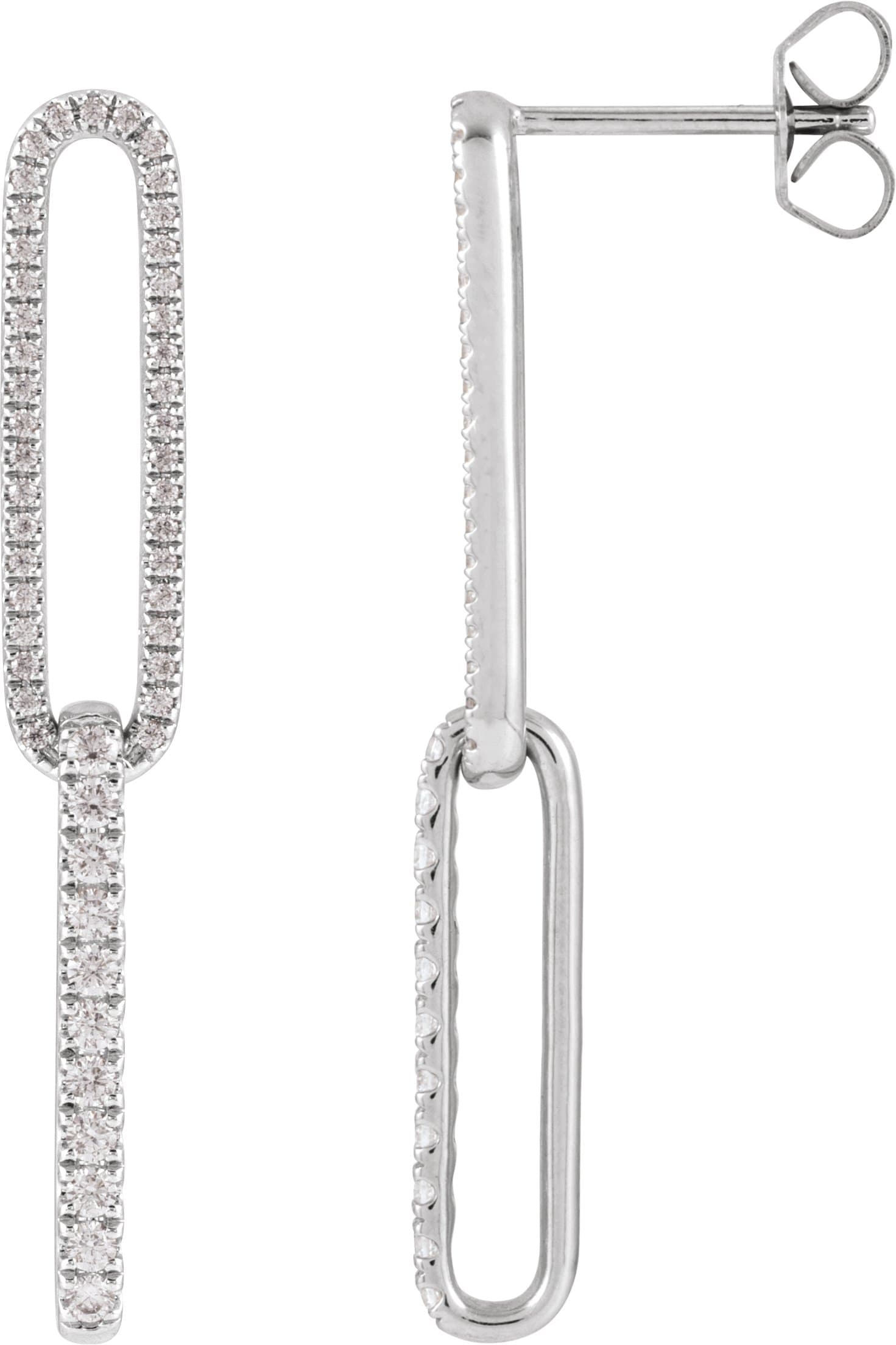 14K Rose 1/2 CTW Lab-Grown Diamond Elongated Link Earrings