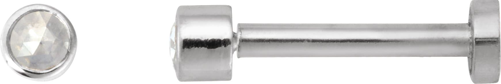 14K White Gold .03 CT Rose-Cut Natural Diamond Stud Earring