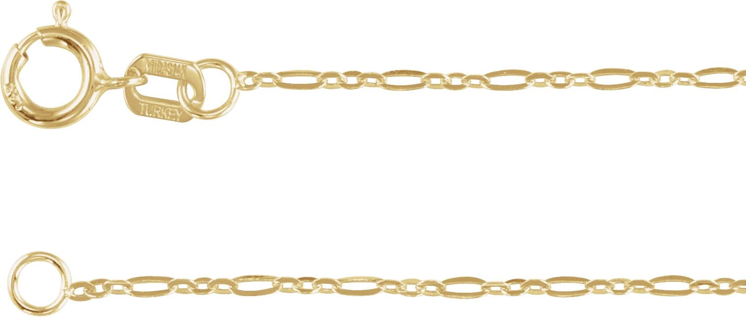 14K Rose 1.25 mm Figaro 16 Chain