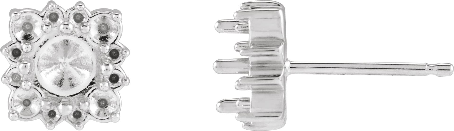 Sterling Silver Natural Mozambique Garnet & .08 CTW Natural Diamond Halo-Style Earrings