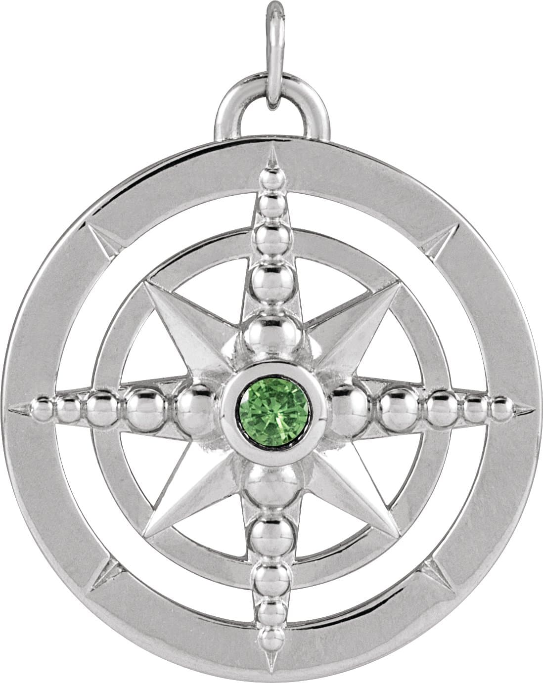 14K Rose Natural Tsavorite Garnet Compass Pendant