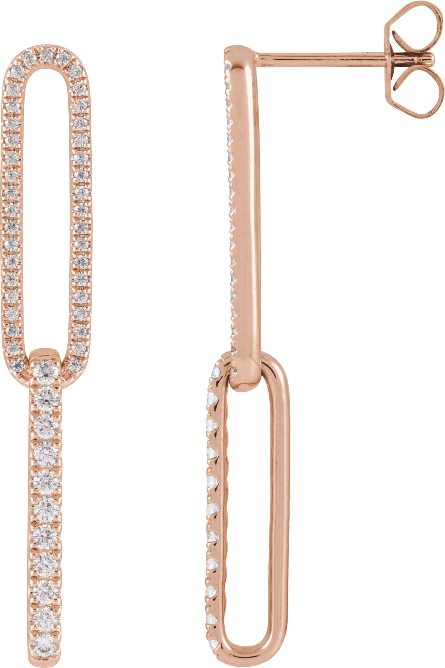 14K Rose 1/2 CTW Lab-Grown Diamond Elongated Link Earrings