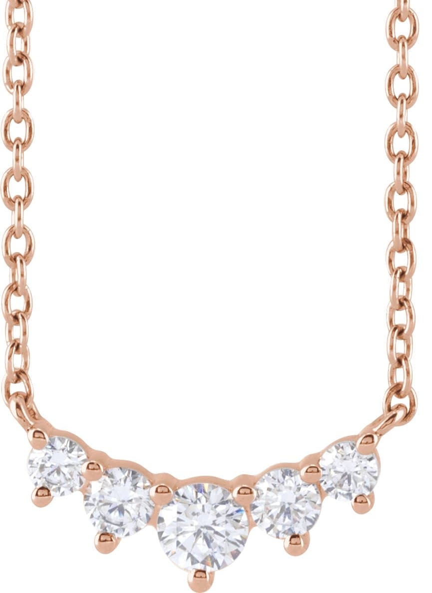 14K Rose 1/3 CTW Lab-Grown Diamond Graduated 18 Necklace