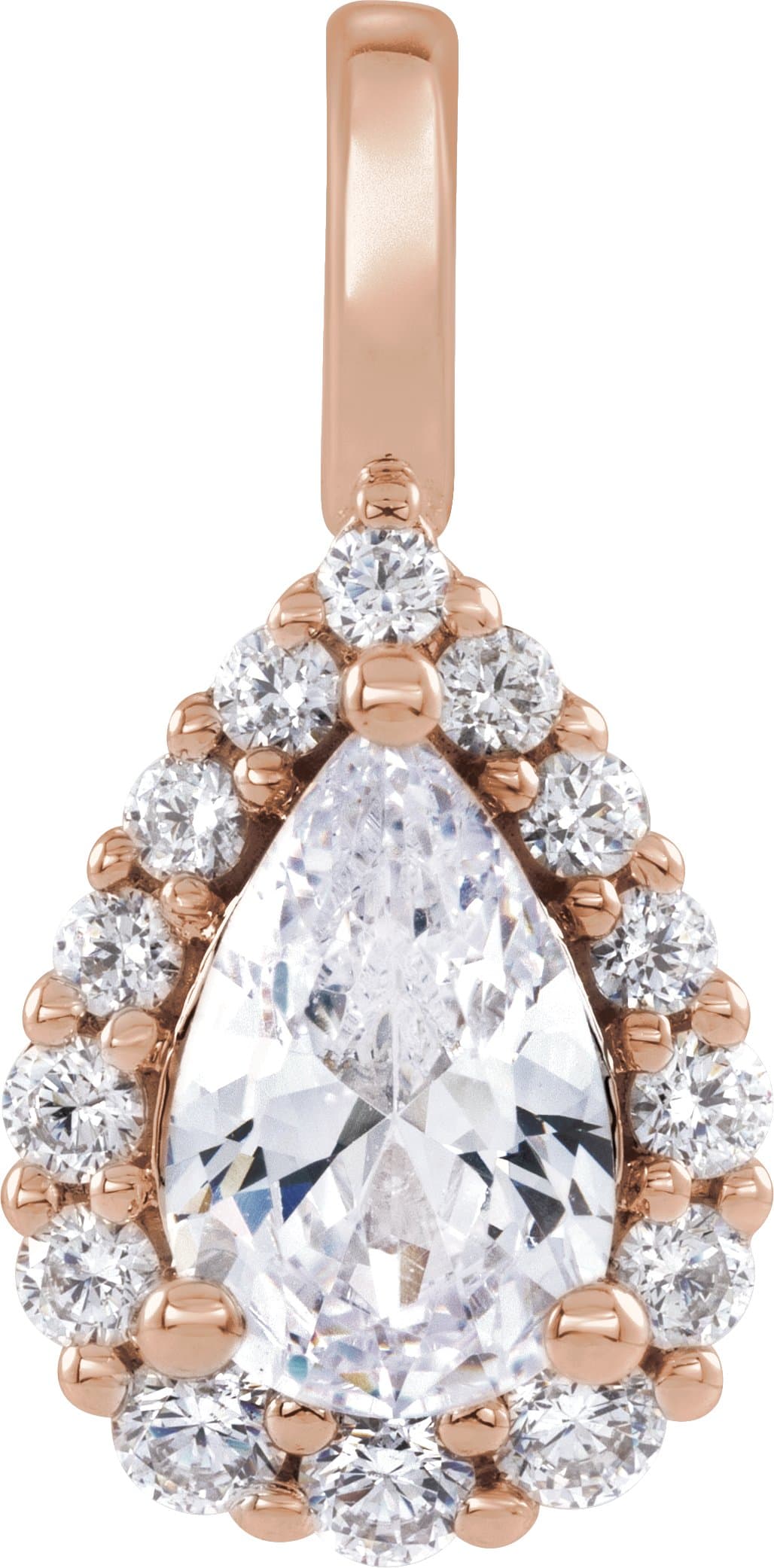 14K Rose 1 1/2 CTW Lab-Grown Diamond Halo-Style Pendant