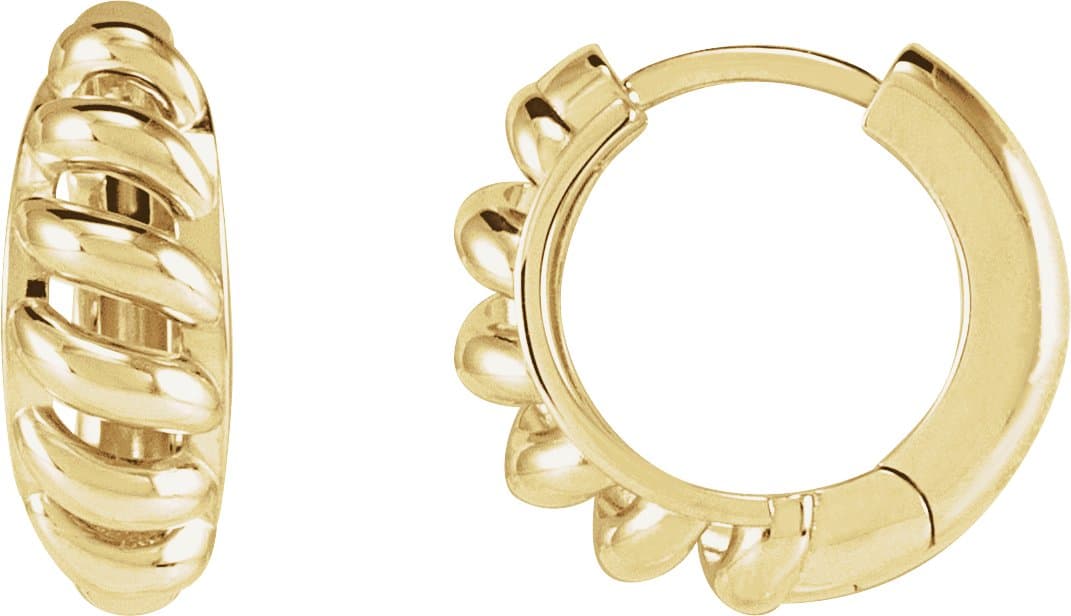 14K Rose Left Rope Dome 15.3 mm Hoop Earring