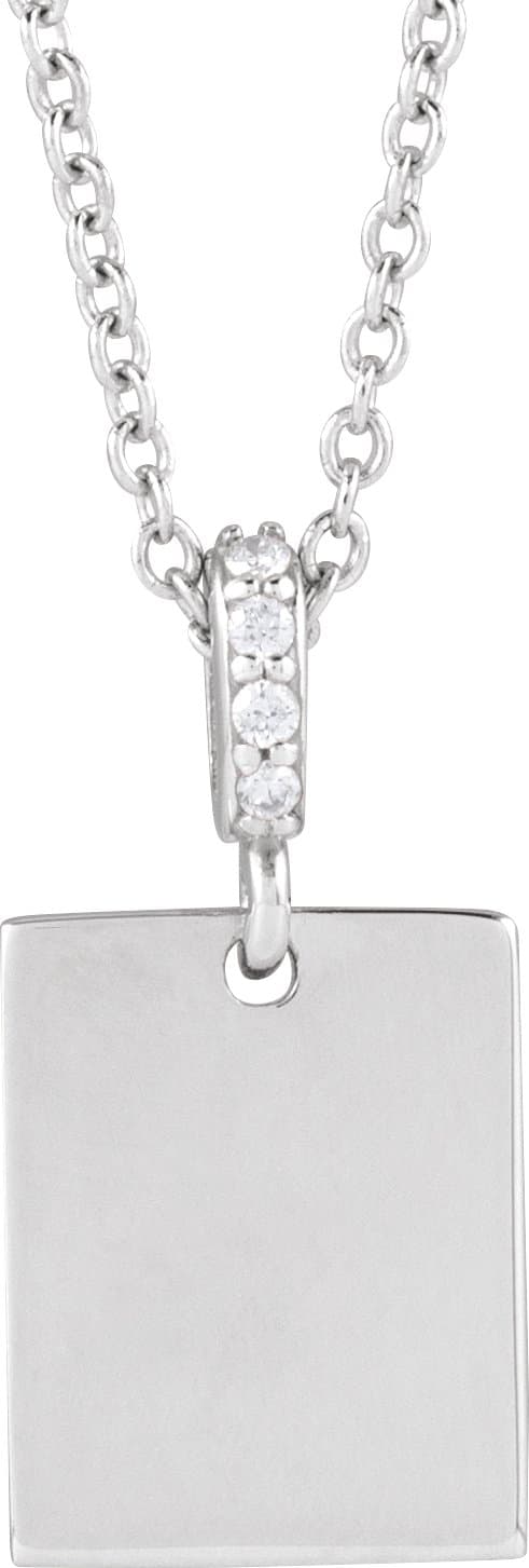 14K Rose .02 CTW Natural Diamond Engravable 16-18 Necklace