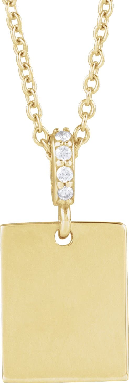 14K Rose .02 CTW Natural Diamond Engravable 16-18 Necklace