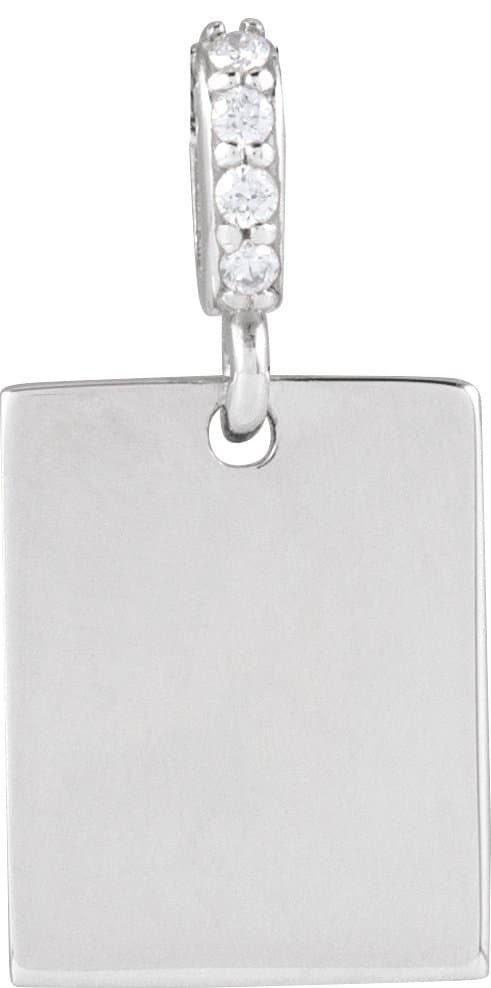 Sterling Silver .02 CTW Natural Diamond Engravable Pendant