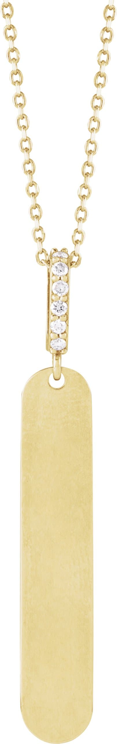 14K Rose .05 CTW Natural Diamond Engravable Bar 16-18 Necklace