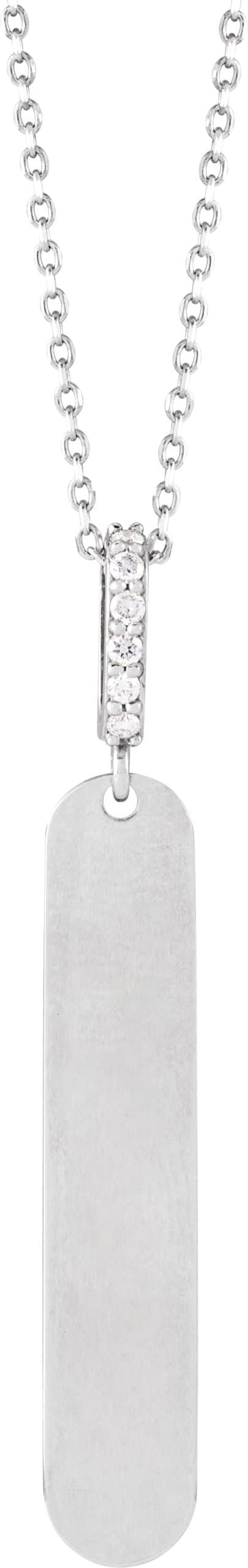 14K Rose .05 CTW Natural Diamond Engravable Bar 16-18 Necklace