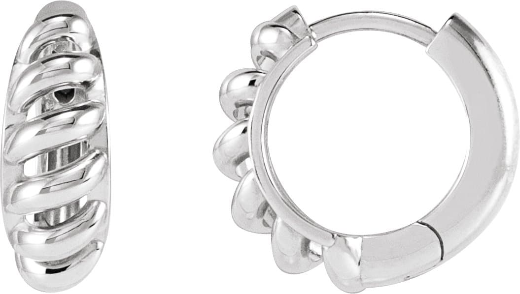 14K Rose Left Rope Dome 15.3 mm Hoop Earring