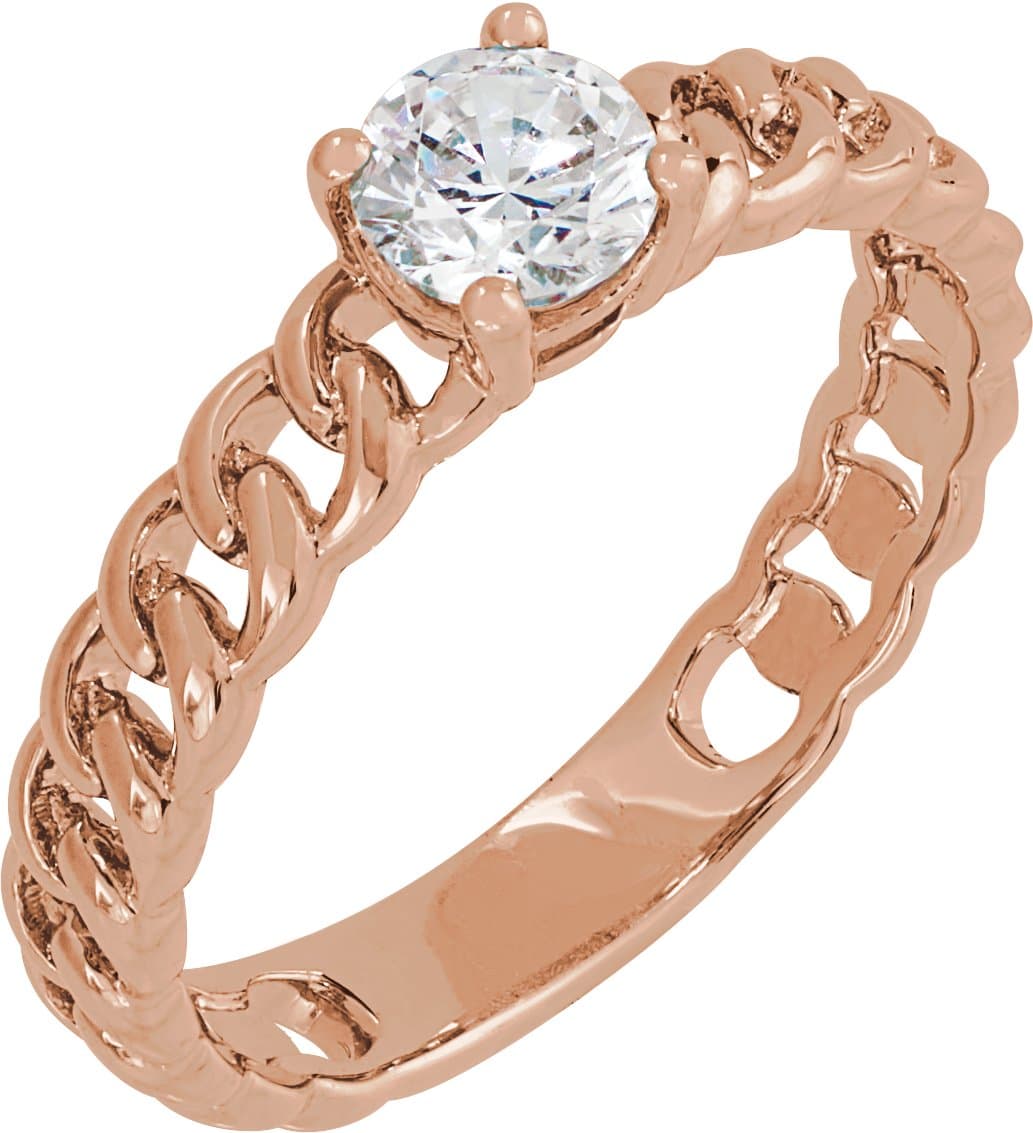 14K Rose 1/2 CT Lab-Grown Diamond Solitaire Ring