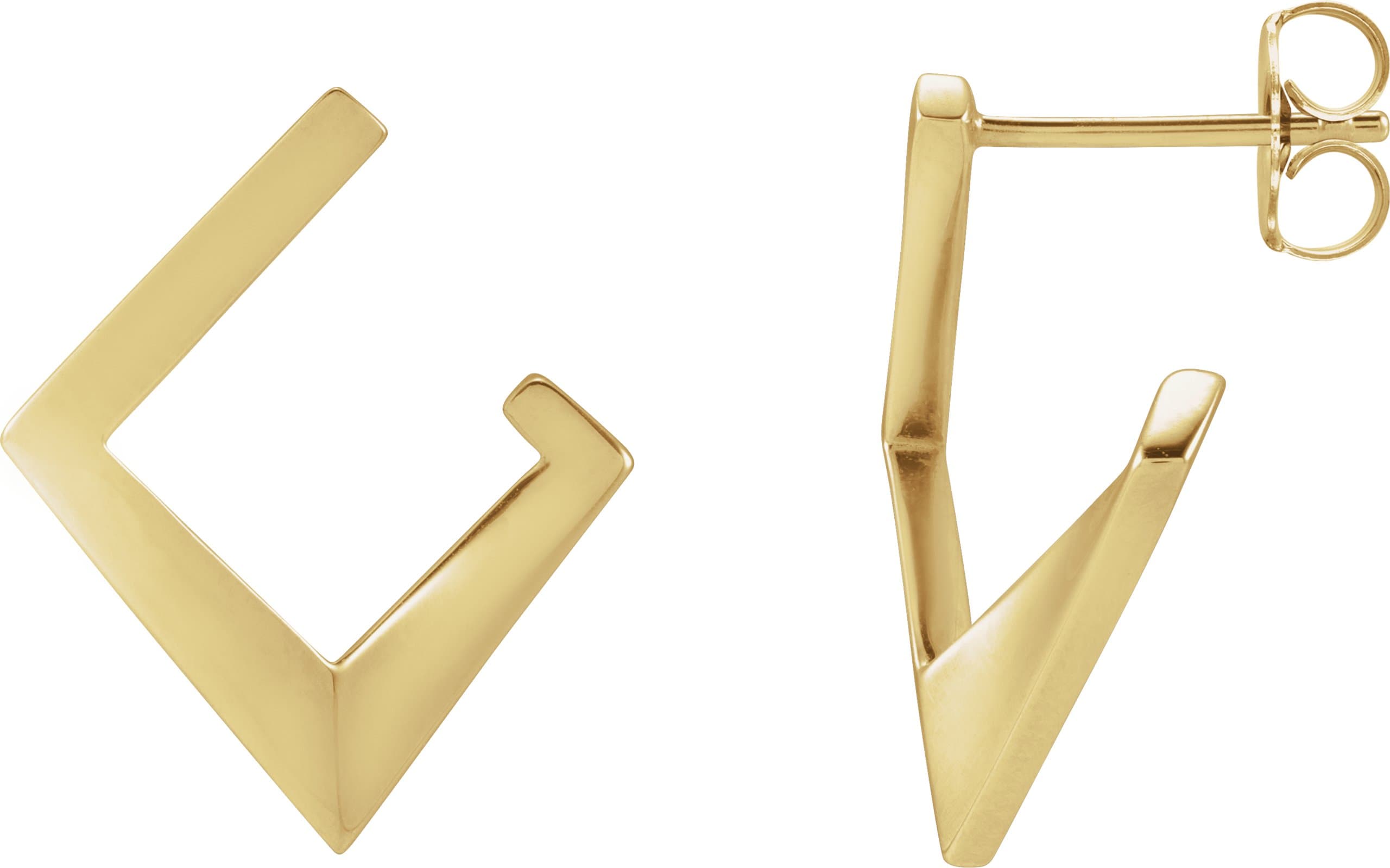 14K Rose Left Geometric Front-Back Hoop Earring