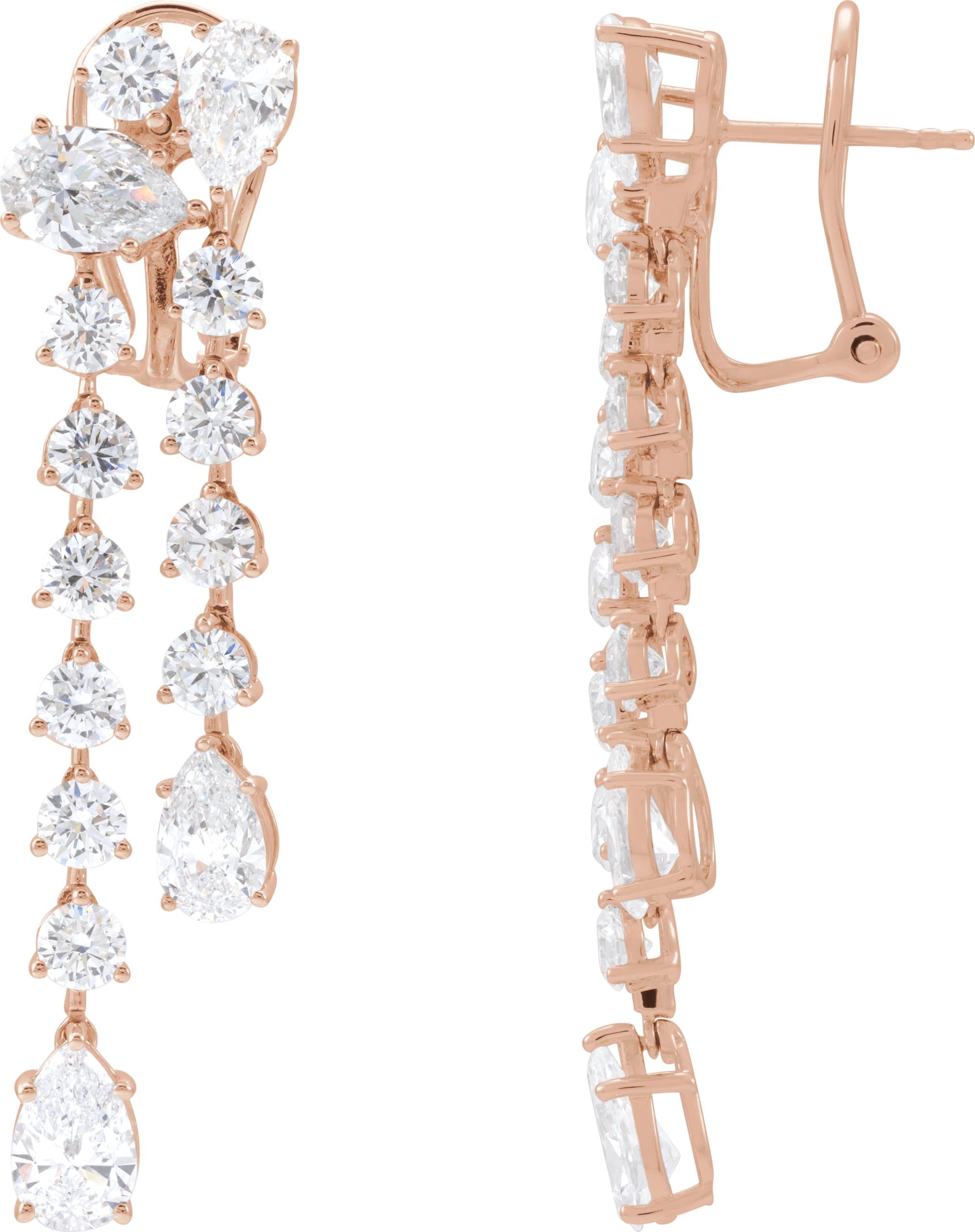 14K Rose 9 1/2 CTW Lab-Grown Diamond Dangle Earrings