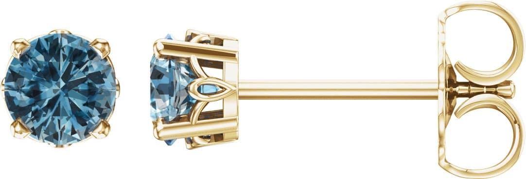 14K White Lab-Grown Emerald 4-Prong Scroll Setting® Stud Earrings