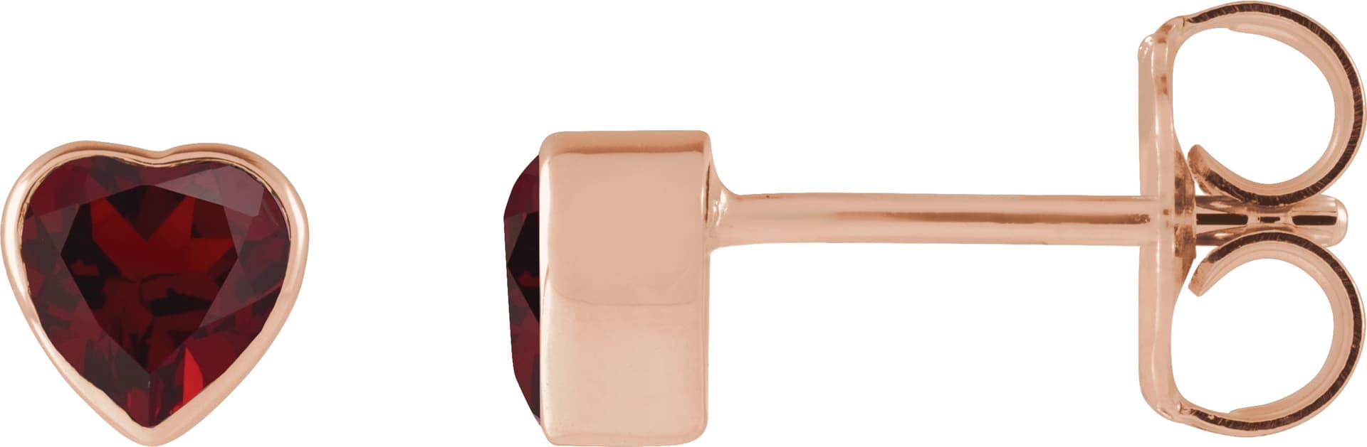 14K Rose Natural Black Onyx Stud Earrings