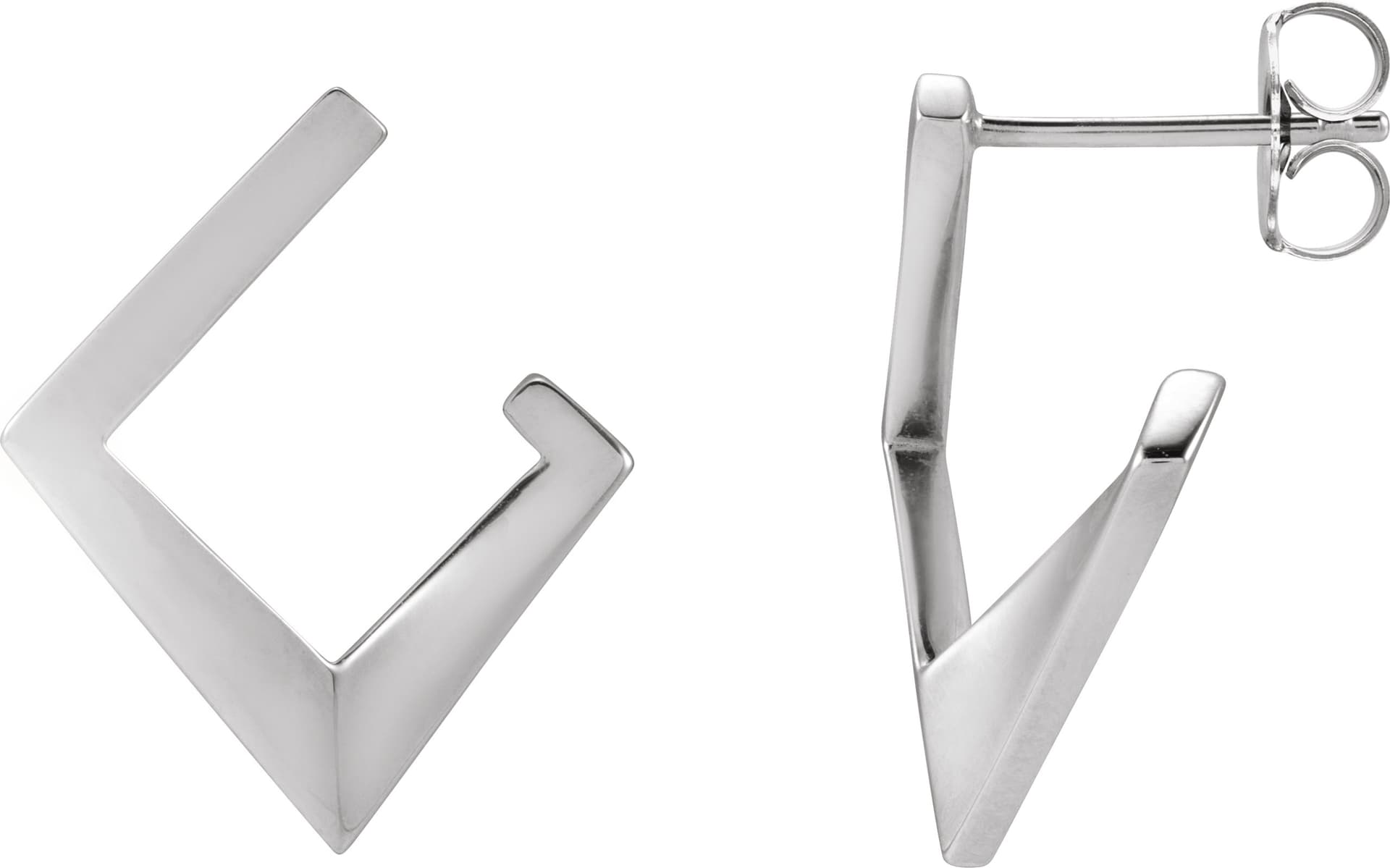 14K Rose Left Geometric Front-Back Hoop Earring
