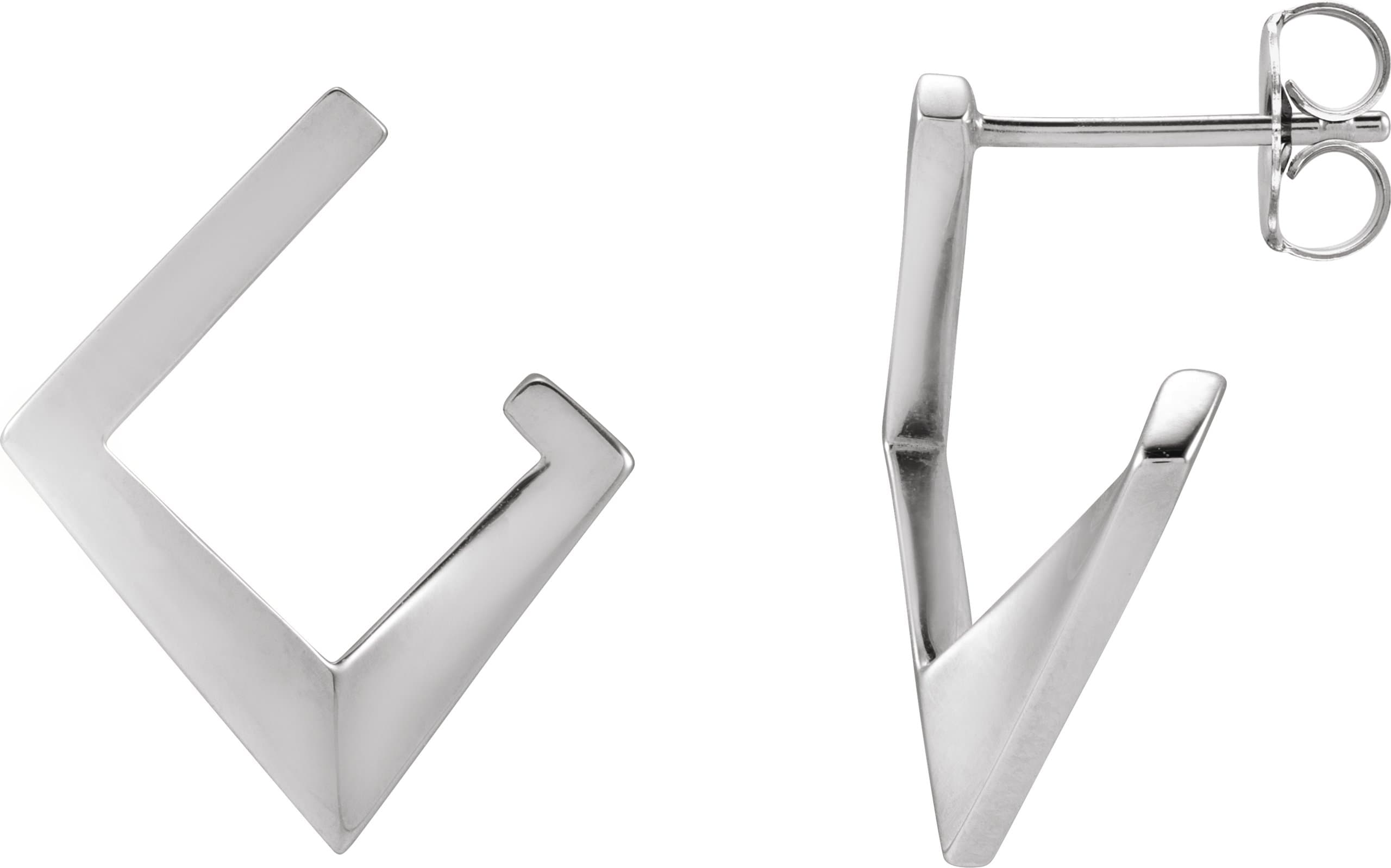 14K Rose Left Geometric Front-Back Hoop Earring