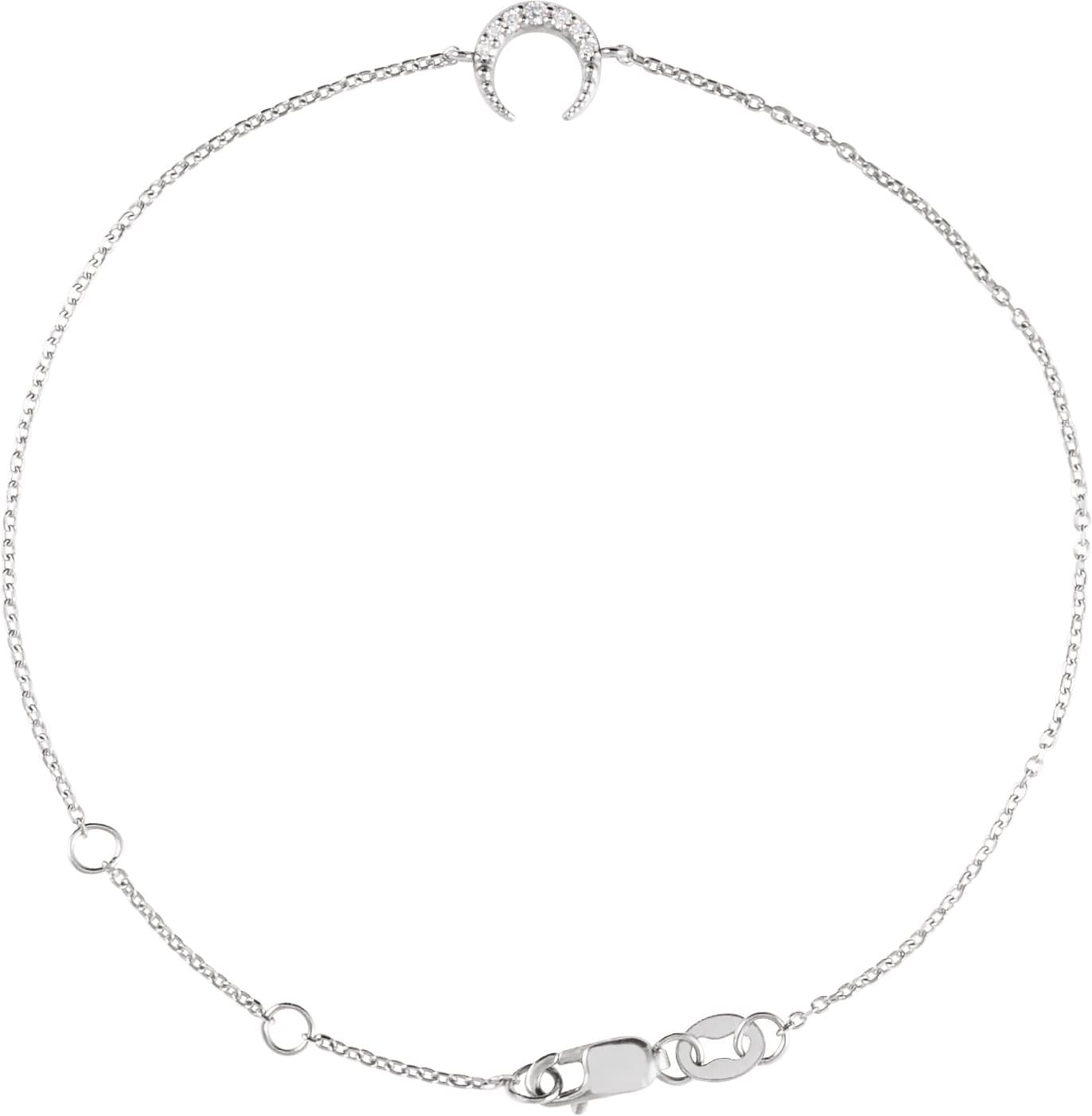 14K Rose .04 CTW Natural Diamond Crescent Moon 6 1/2-7 1/2 Bracelet