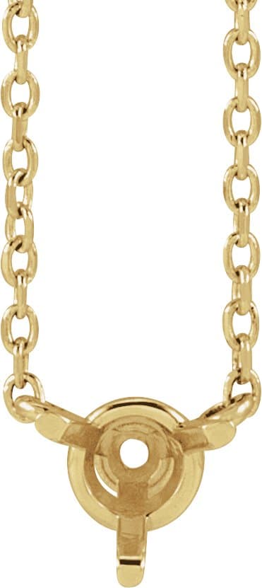 14K Yellow Gold 1/10 CT Natural Diamond 3-Prong 18" Necklace