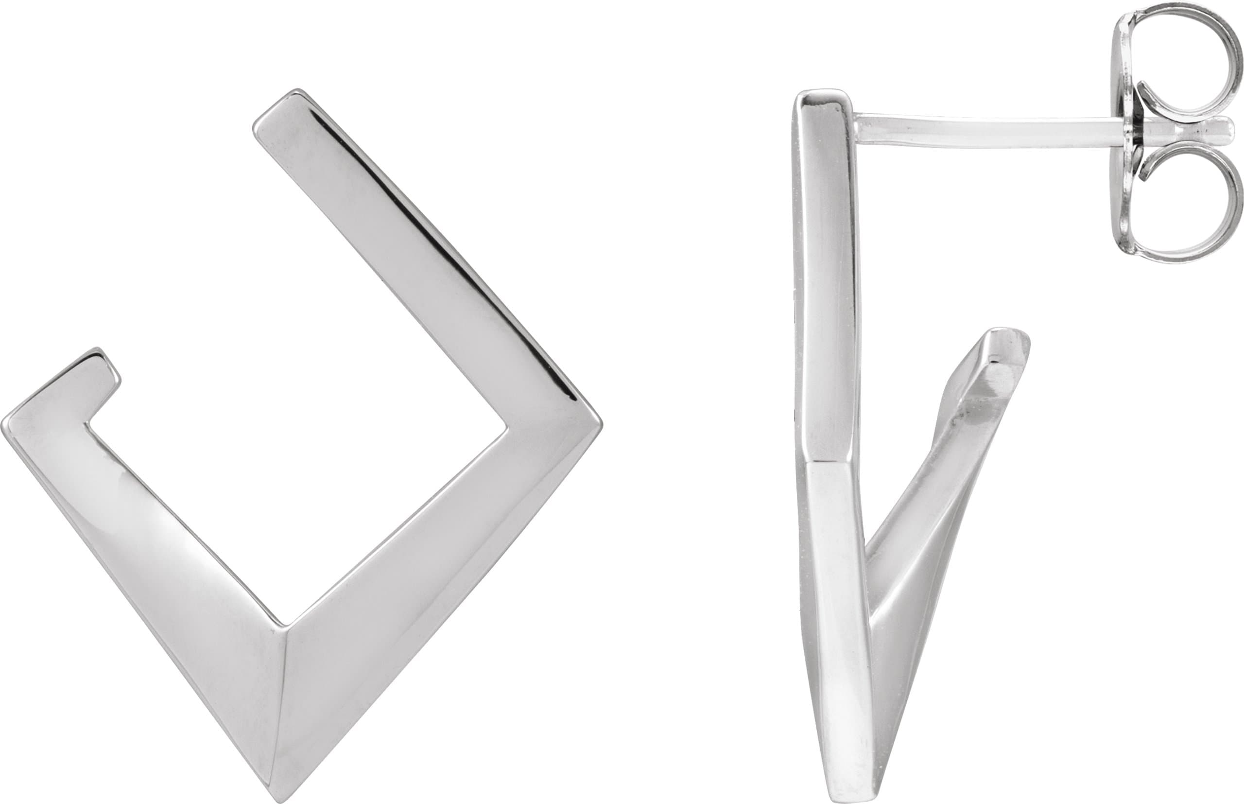 14K Rose Left Geometric Front-Back Hoop Earring