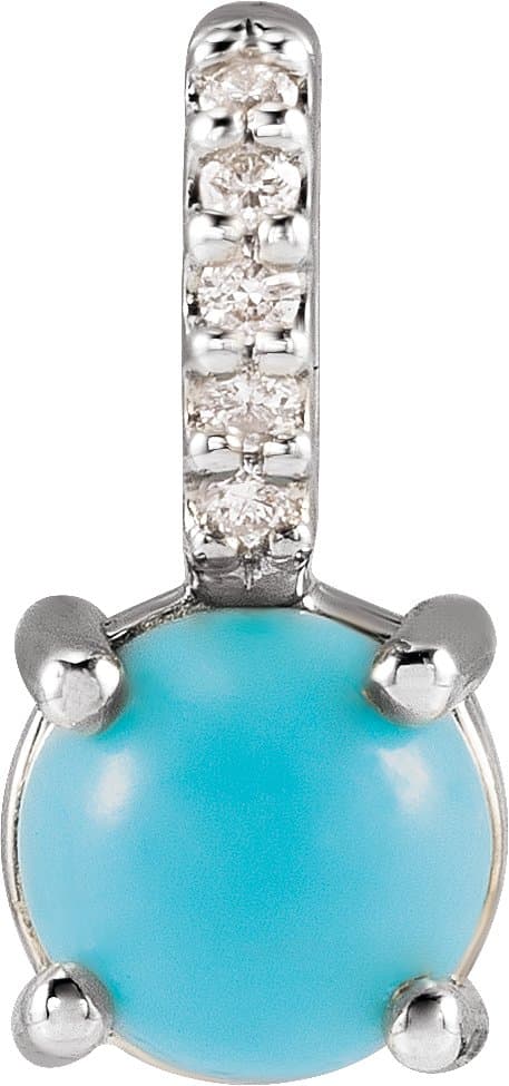 14K Rose Natural Turquoise & .02 CTW Natural Diamond  Cabochon Charm/Pendant
