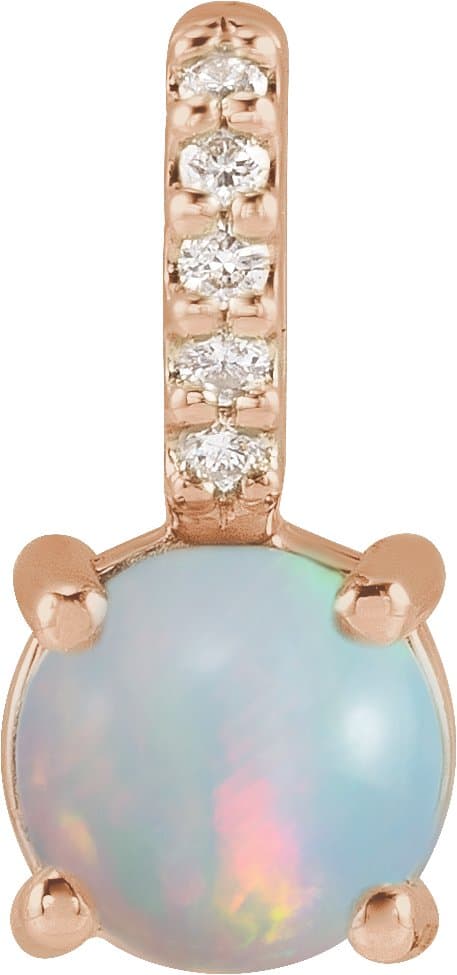 14K Rose Natural Turquoise & .02 CTW Natural Diamond  Cabochon Charm/Pendant