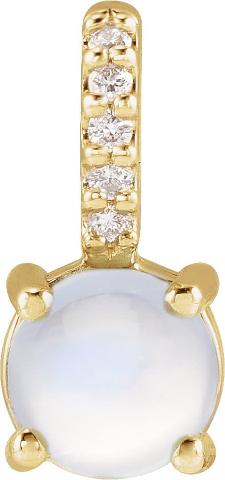 14K Rose Natural Turquoise & .02 CTW Natural Diamond  Cabochon Charm/Pendant