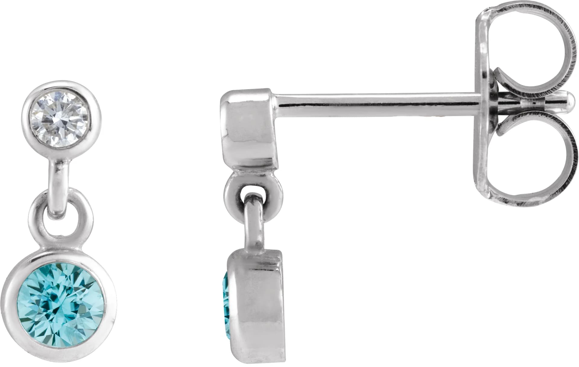 Two-Stone Bezel Set Earrings, view 2