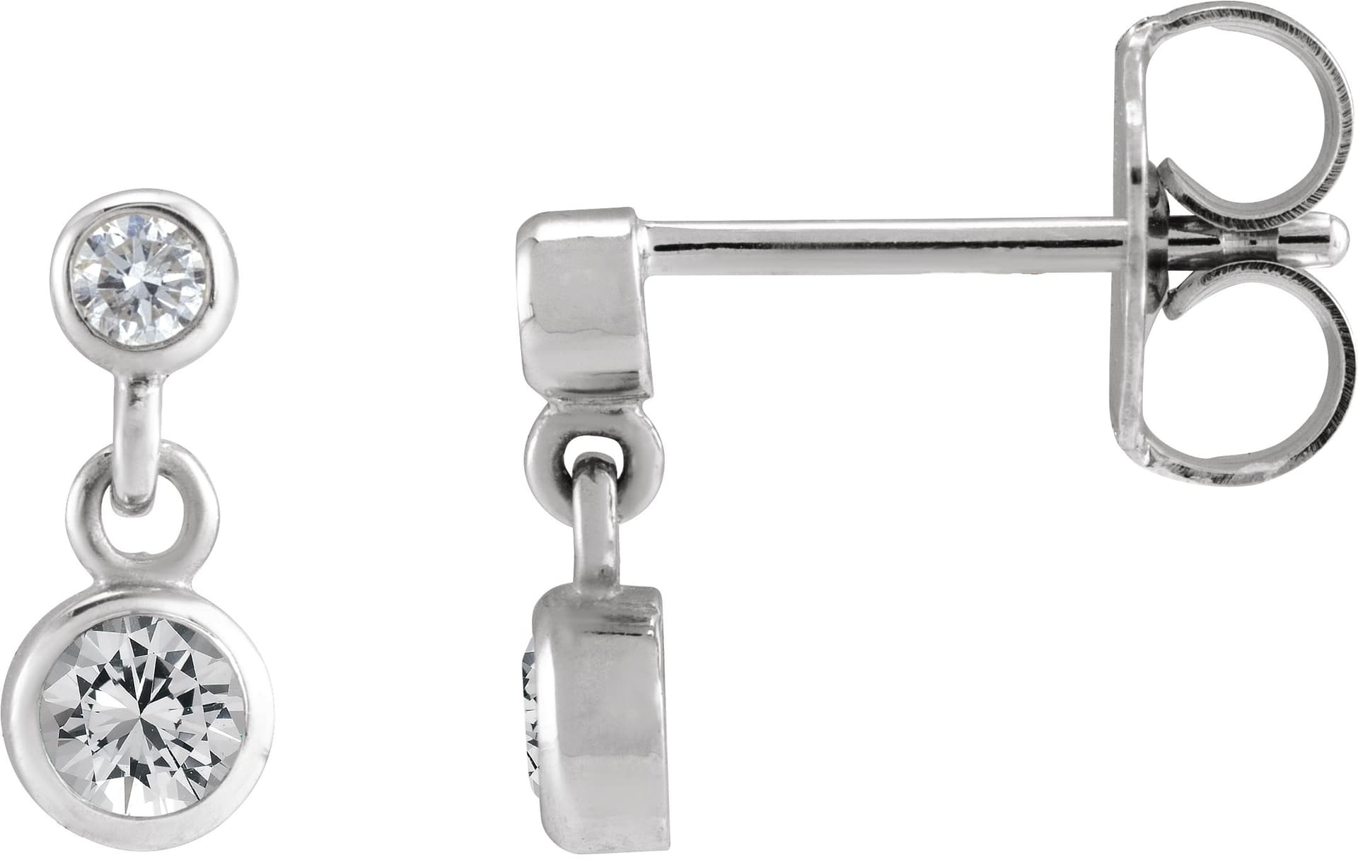14K Rose Gold Natural White Sapphire & .05 CTW Natural Diamond Two-Stone Earrings