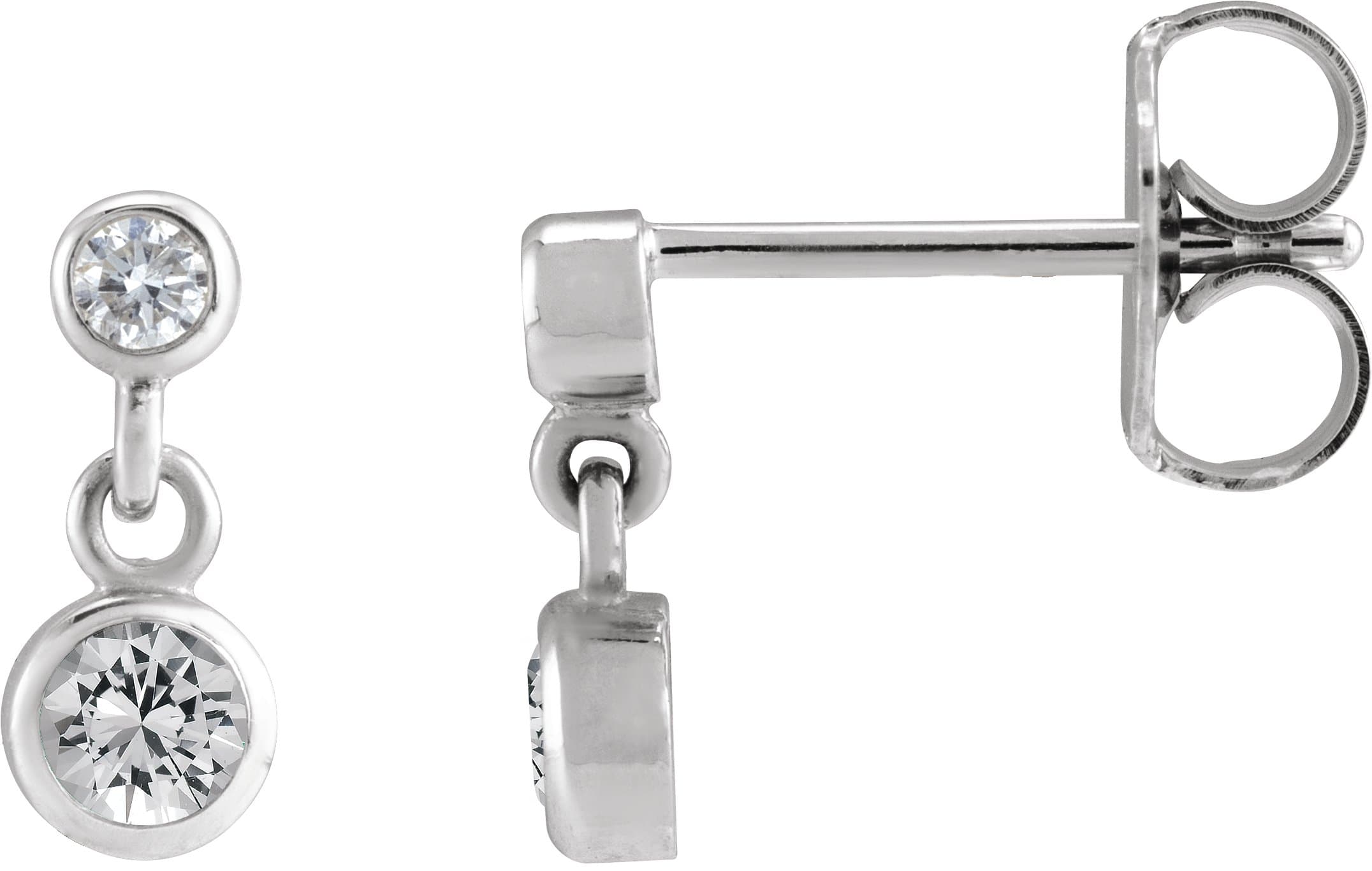 14K Rose Gold Natural White Sapphire & .05 CTW Natural Diamond Two-Stone Earrings