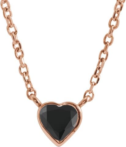 14K Rose Natural Black Onyx Bezel-Set 16-18 Necklace