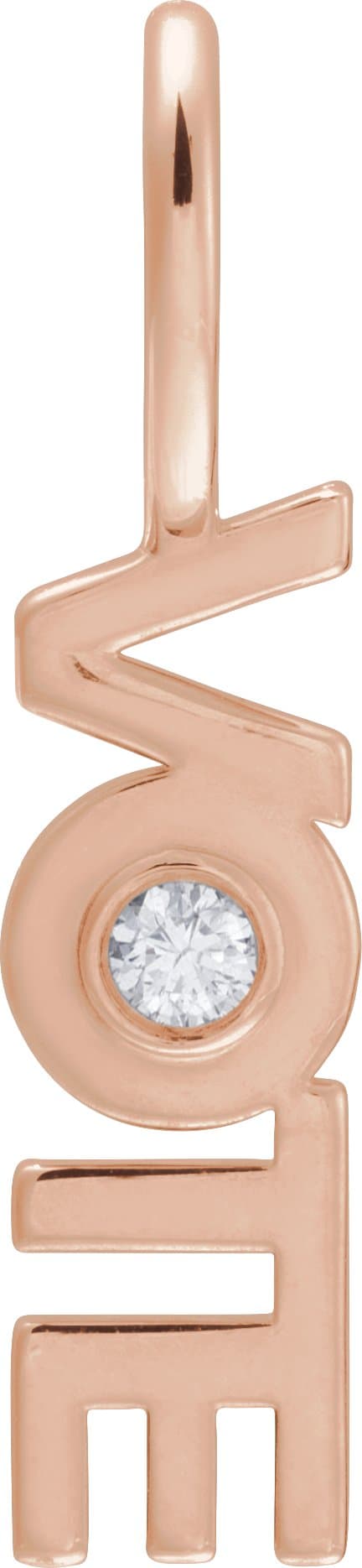 14K Rose .03 CT Natural Diamond Vote Charm/Pendant