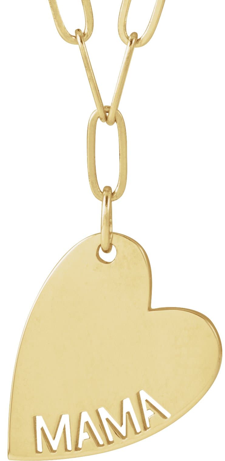 14K Yellow Mama Heart 18 Necklace