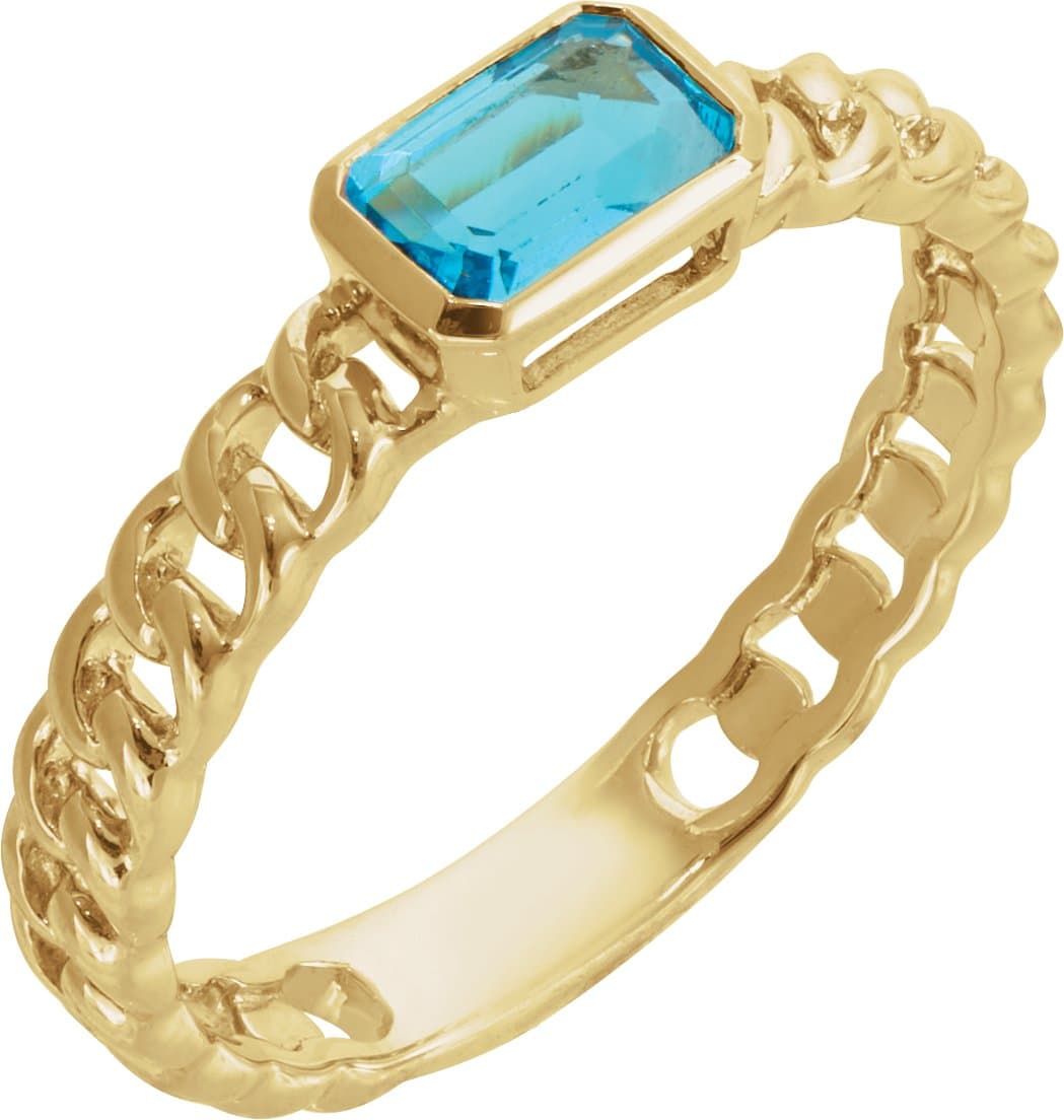 14K Rose Natural Sky Blue Topaz Ring