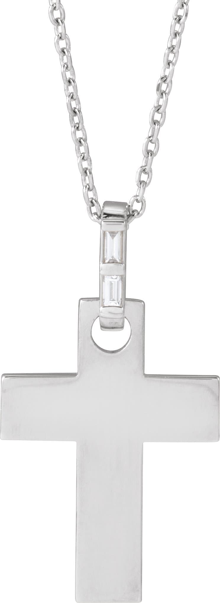 14K White .03 CTW Natural Diamond Cross 16-18 Necklace Mounting
